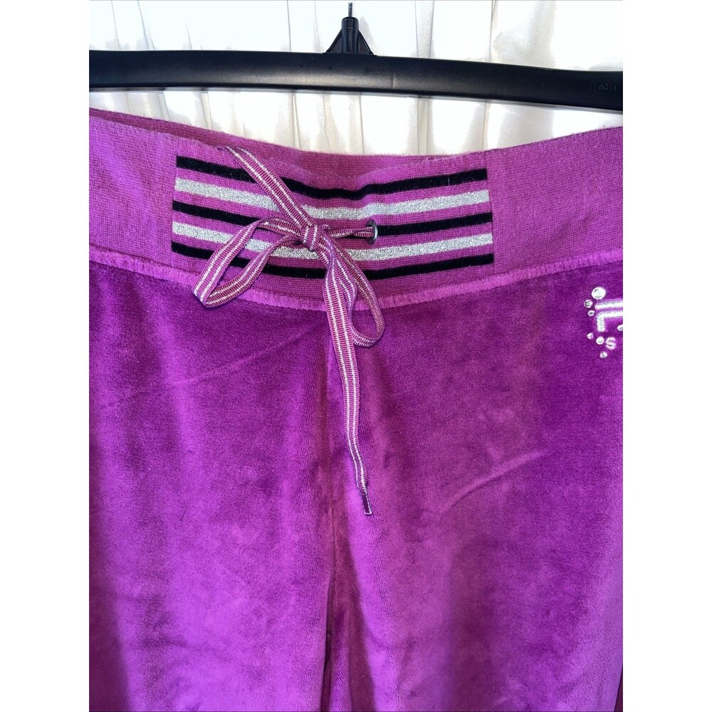 Fila Sport Women’s Purple Velour Track Pants Size L Y2K Retro - Picture 4 of 10